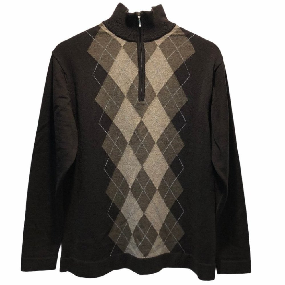 Mario Gilberti Argyle Quarter Zip Pullover Sweater Size Small